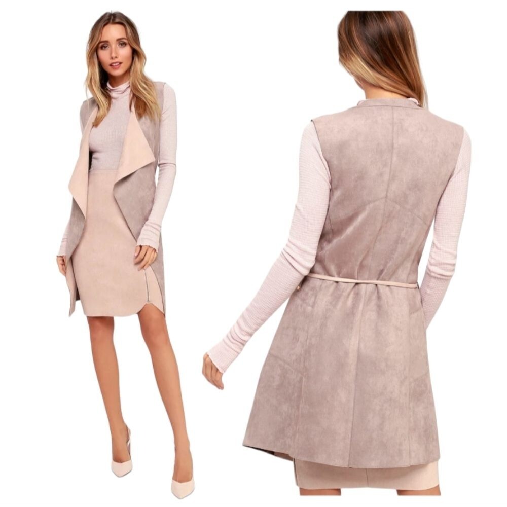 LULUS Vest With the Best Dusty Mauve Suede Vest Small